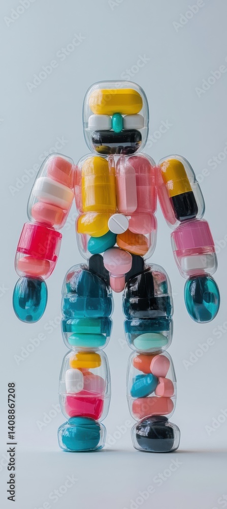 Fototapete biohacking performance optimizer translucent capsule humanoid visualizing next-gen wellness engineer