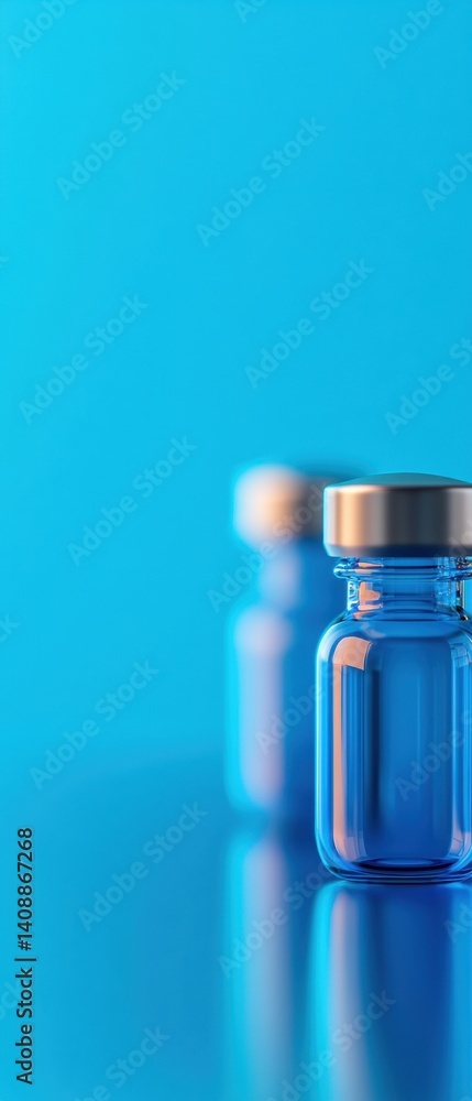 Poster Sleek Biohacking Wellness Precision-Engineered Metabolic Performance Vial in Futuristic Blue Minimalist Design for Next-Gen Health Optimization