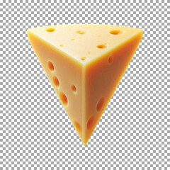A single, triangular slice of cheddar cheese, Delicious Cartoon Cheese Slice with Holes on transparent background, png, psd
