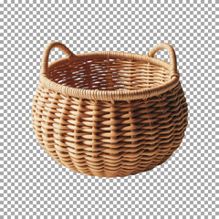 Charming Handwoven Basket with Handle for Gifts on transparent background, png, psd

