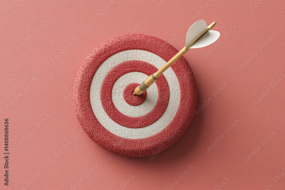 Poster precision performance minimalist bullseye arrow target in soft coral - strategic success visualizati