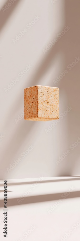 Poster Minimalist Geometric Cube Soft Textural Grain Abstract Design for Digital Branding, Tech Innovation and Creative Visual Communication