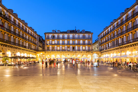 Plaza de la Constitucion at night, San Sebastian, Spain