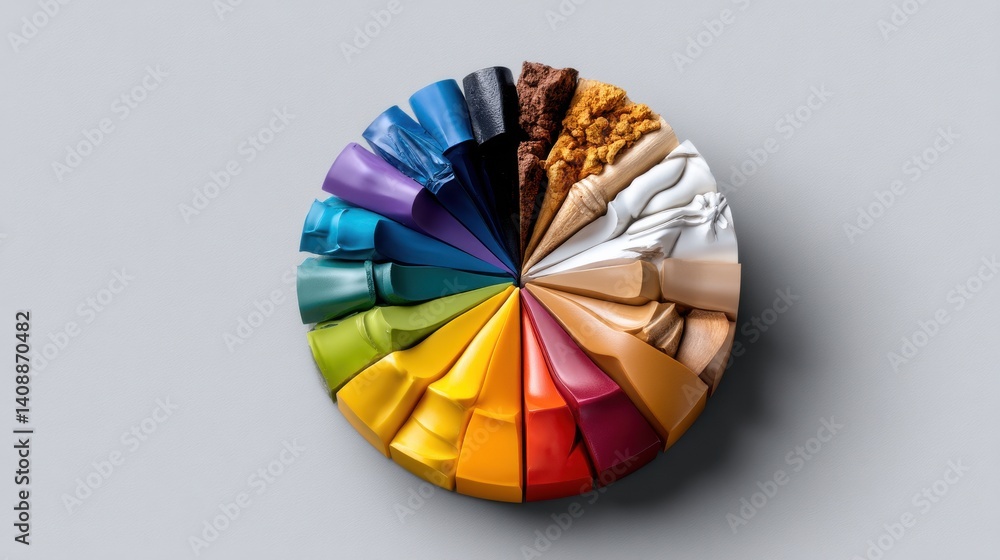 Poster a colorful pie chart with different shades of colors