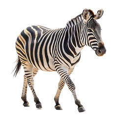 Fototapeta premium zebra walking towards the camera isolated on white background PNG