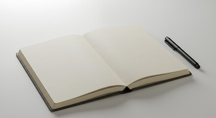 Blank Notebook and Pen: A Minimalist Workspace Setup