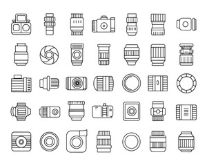 Minimal Camera Lens Line Art Vector Set