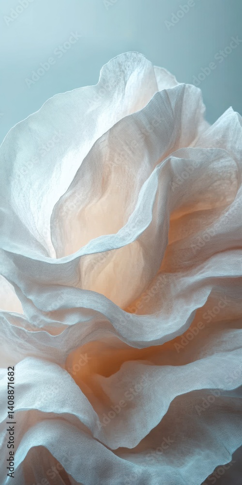 Aufkleber soft sculptural texture ethereal organic waves in translucent fabric - minimalist design trend explo