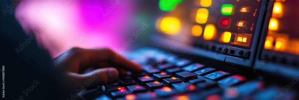Aufkleber Cybersecurity Immersion Next-Gen Digital Control Interface with AI-Enhanced Chromatic UX Design - Futuristic Workflow Optimization for Tech Innovators