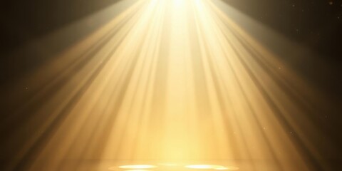 Naklejka premium Golden Light Rays Background Dramatic Stage Lighting Spotlight Illumination