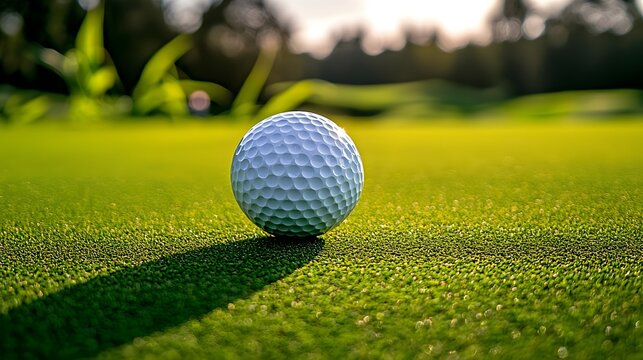Hobby Leisure Sphere, A golf ball rests on a well-manicured putting green.