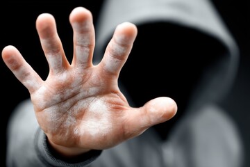 Mysterious figure hiding in shadows urban setting dark photography close-up perspective enigmatic presence