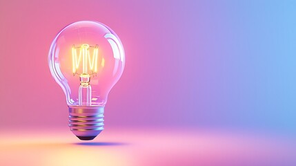 Glow Glass Bright, Glowing lightbulb on a pastel gradient background