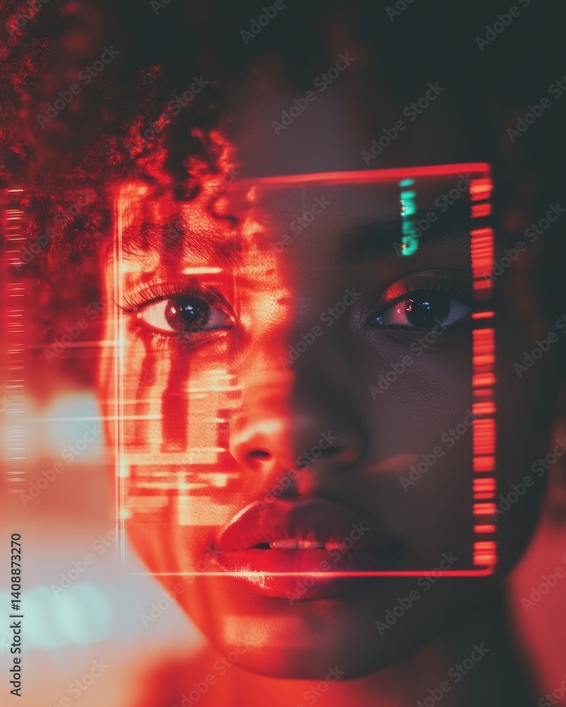 Leinwandbilder Futuristic AI Identity Recognition Cyber-Immersive Digital Portrait Exploring Tech Boundaries with Vibrant Neuromorphic Visual Design for Next-Gen Innovation