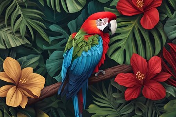 Obraz premium Parrot Perfection A Striking Ode to Tropical Beauty and Life