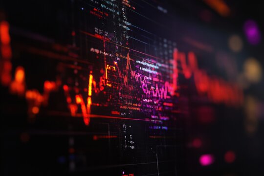 Cyberpunk Data Visualization Glitchy Financial Analytics with Neon Distortion - Next-Gen Market Intelligence for Tech-Driven Investors and Digital Strategists