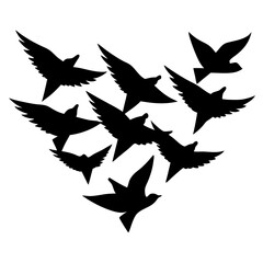 Flock Of Birds Flying Silhouette Vector Graphic Design Avian Wildlife Decorative Element Migration Graphic Resource Concept