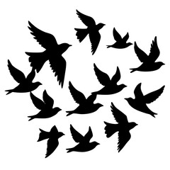 Flying Birds Silhouette Illustration Flock Of Birds Graphic Element Peaceful Birds Design Bird Symbol Design Bird Icon