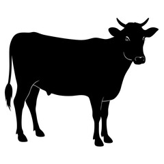 Cow Silhouette Vector Illustration Standing Gracefully With Simple Lines Minimalist Animal Design For Digital Use