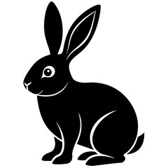 Minimalist Black Silhouette Of A Seated Rabbit Elegant Design For Easter Or Wildlife Projects