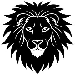 Lion Head Mascot In Minimalist Black And White Design For Logos And Emblems Symbolizing Strength And Power
