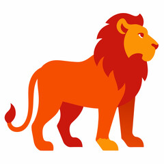 Lion Vector Illustration With A Stylized Design,Geometric Shapes,And Vibrant Orange And Red Color Palette Against White