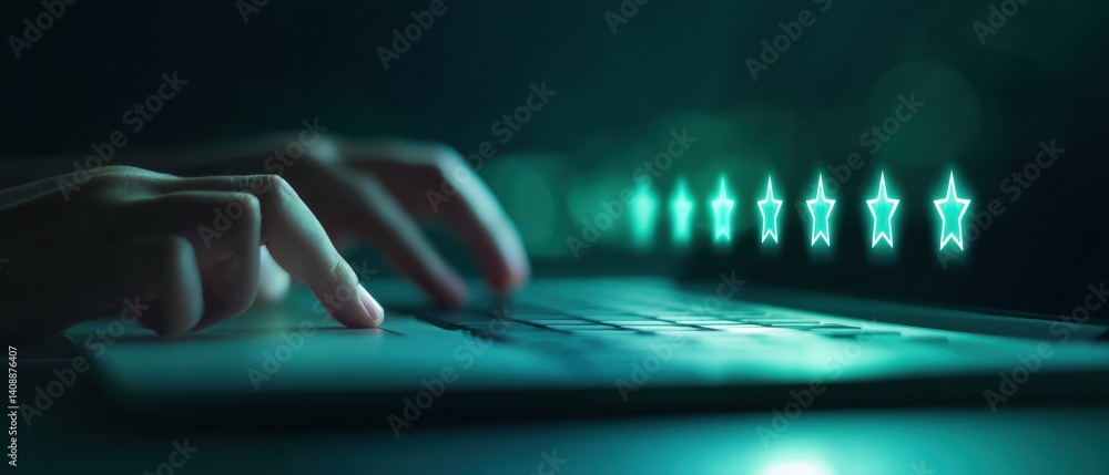 Poster Digital Satisfaction Metrics Immersive UX Rating Experience with Dynamic Holographic Star Feedback System for Next-Gen Customer Insights