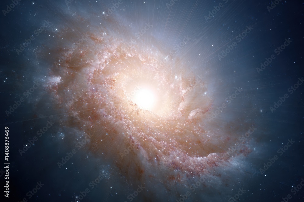 Aufkleber cosmic luminescence immersive spiral galaxy visualization for quantum science, ai research, and astr