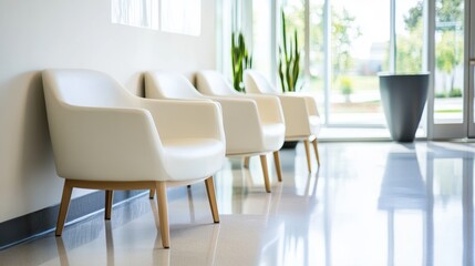 Fototapeta premium Modern office space with clean design and natural light, embodying simplicity and productivity. 