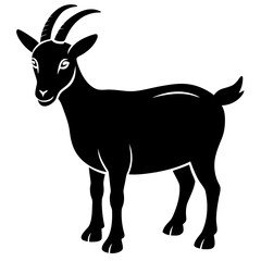Elegant Goat Silhouette Black And White Farm Animal Illustration Graceful Horns And Defined Features Standing Confidently