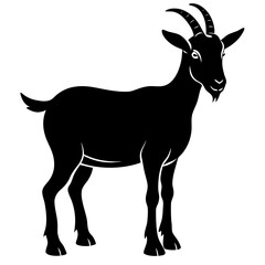 Goat Silhouette Standing Calmly Farm Animal Black Graphic Simple Illustration Mammal Herbivore Horned Domesticated Livestock Agricultural Symbol Isolated