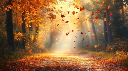 Autumnal Path: A Golden Forest Pathway