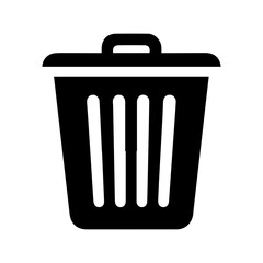 Garbage bin trash can icon for waste disposal with transparent background