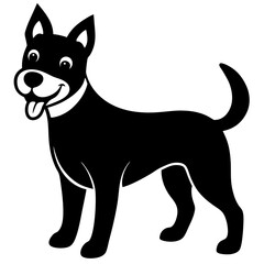 Cheerful Dog Illustration In Black And White Minimalist Style For Graphic Design Projects Simple And Clean