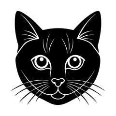 Elegant Black Cat Head Vector Silhouette Illustration Graphic Design Element Pet Animal Feline Domestic Logo Symbol Isolated