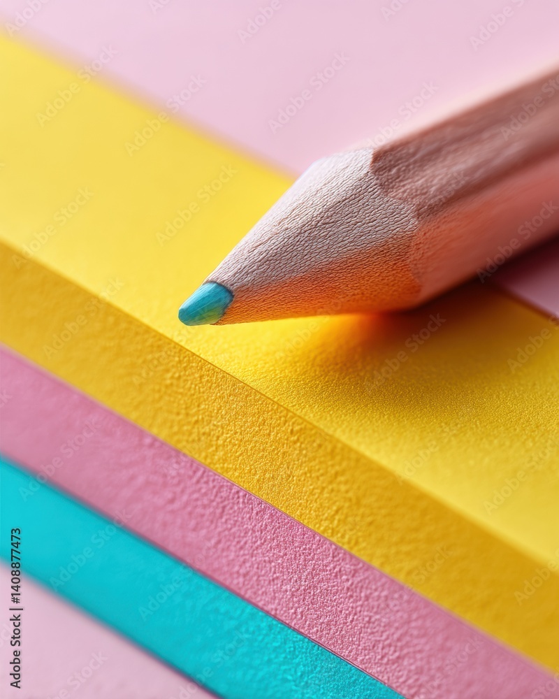 Aufkleber vibrant creative catalyst minimalist pencil on color-blocked paper - inspirational content creation 
