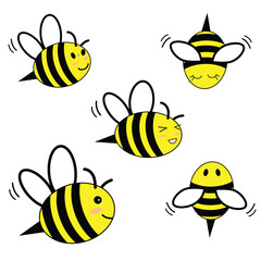 Obraz premium Bee Vector. Honey bees isolated with a white background