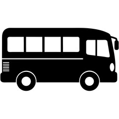 Black Silhouette Of A Bus Vector Graphic Illustration For Transportation And Educational Resources,Simple Icon Design