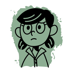 A character giving a dead stare, hand drawn icon 

