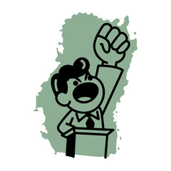 A hand drawn icon showing a character making a leader pose 
