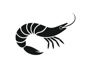 Fototapeta premium shrimp design of silhouette black and white vector illustration on white background 