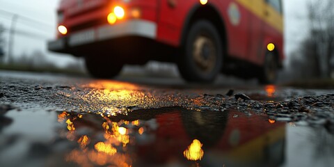 Resilient Urban Emergency Response High-Tech Firefighter Communication in Low-Light Wet Environment, Cinematic Public Safety Technology Narrative