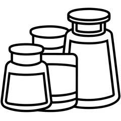 Line Art Of Food Storage Containers In Various Shapes And Sizes On A White Background Illustration