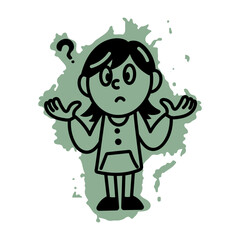 A hand drawn icon of bewildered character 
