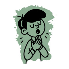 Exhaling character icon in hand drawn style 

