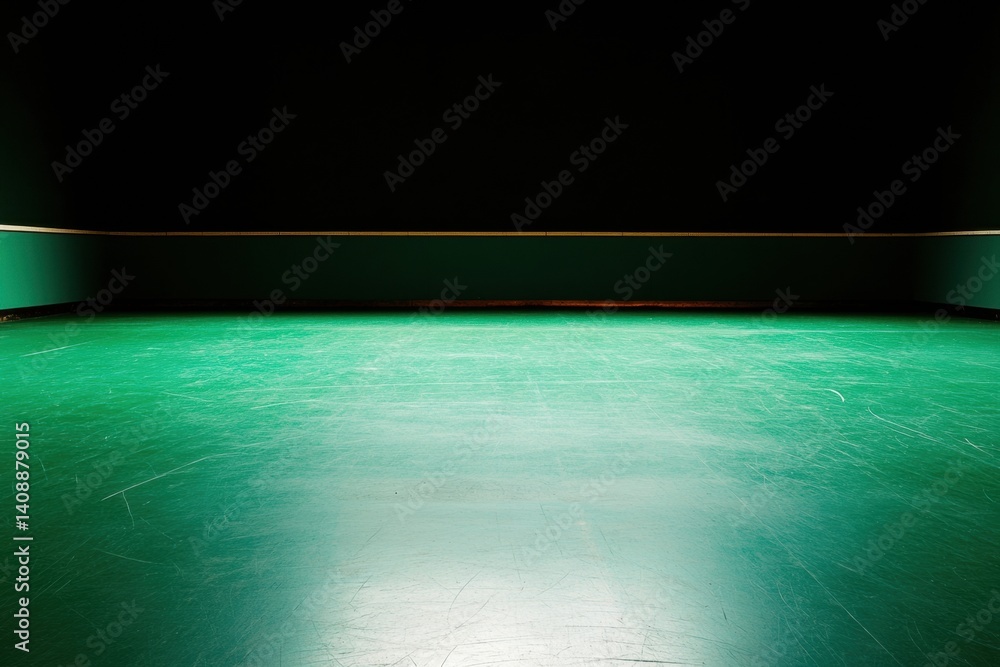 Poster emerald ice arena minimalist professional sports venue capturing pristine performance space with cut