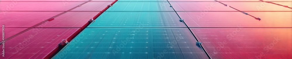 Poster precision solar innovation high-performance photovoltaic arrays in vibrant gradient landscape - next