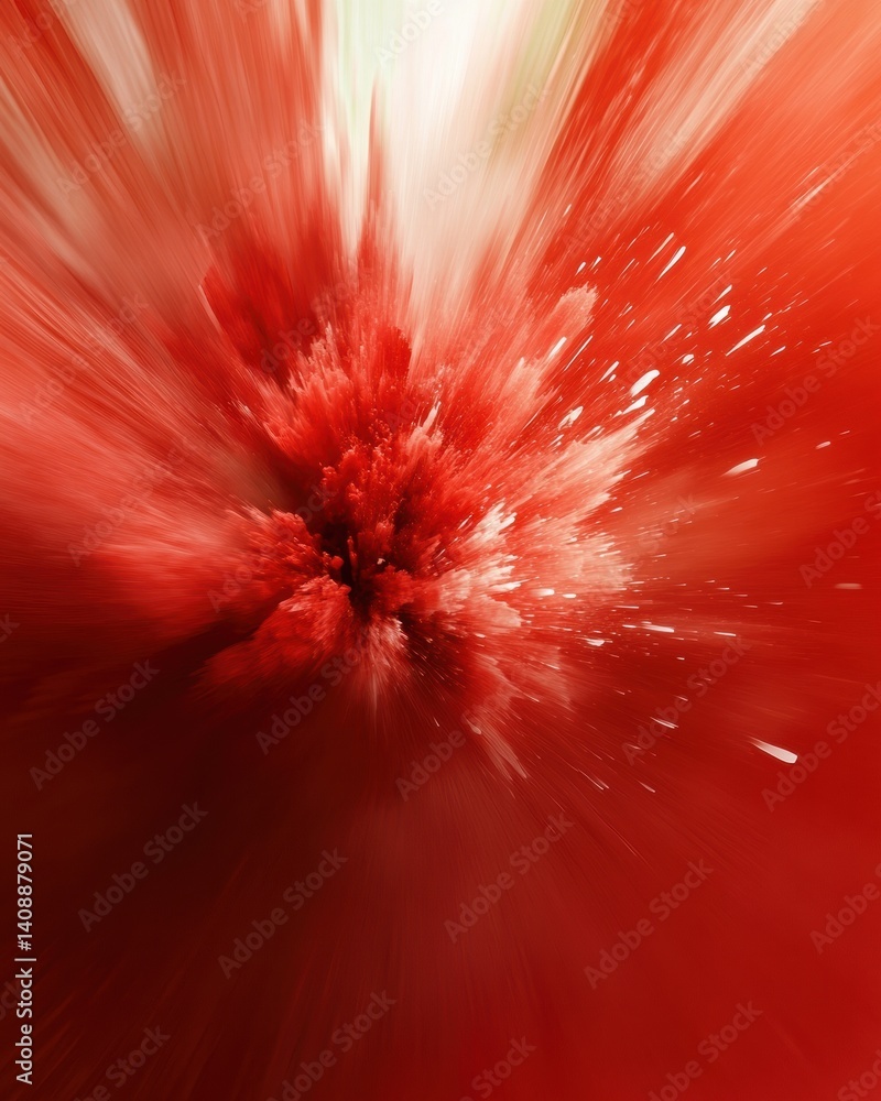 Fototapete Explosive Crimson Dynamics Immersive Abstract Visualization of Energy Burst - Cutting-Edge Design Asset for Digital Innovation and Creative Marketing Strategies