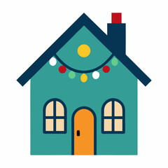 Festive Holiday Home Vector Illustration With Colorful Lights And A Charming Facade Perfect For Seasonal Greetings