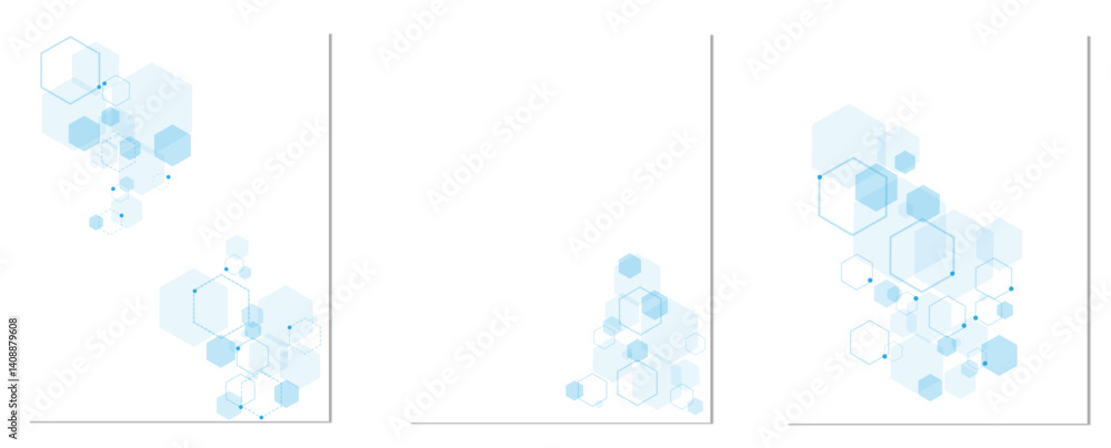 Fototapete Vector hexagons pattern. Geometric abstract background with simple hexagonal elements. Medical, technology or science design